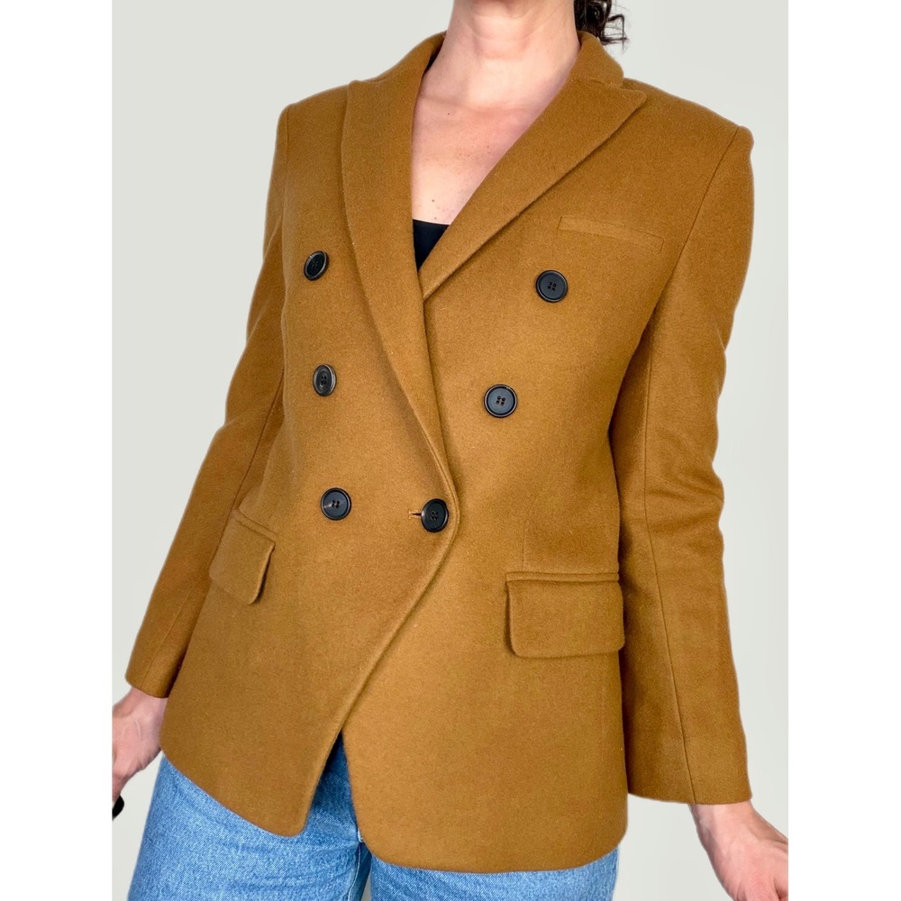 Veronica Beard Dickey Blazer Camel Brown Wool Blend Double Breasted Jacket 6